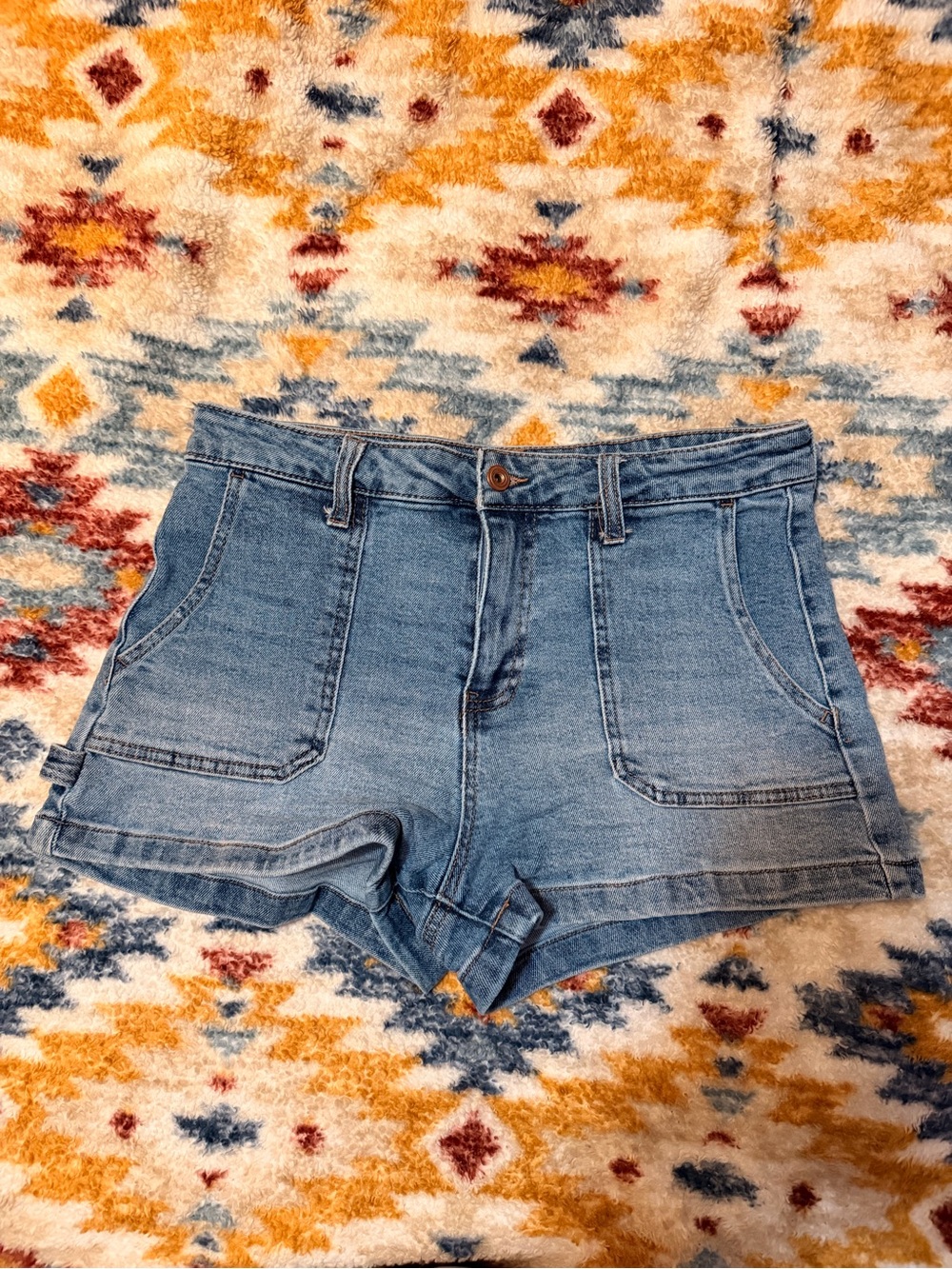 Light Blue Denim High-Waist Women’s Carpenter Short
